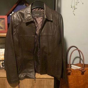 Brown Leather zipper jacket